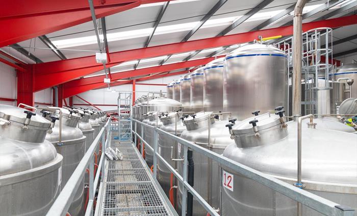 Inside the Tiny Rebel brewery.